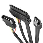 KabelDirekt – 30cm câble d’alimentation SATA 22 broches vers Molex 4 broches et 60cm câble de données SATA 3 6 Gbit/s 7 broches