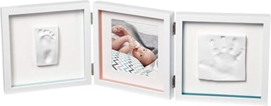 Baby Art My Baby Style Cadre photo avec double empreinte bébé, Cadre photo personnalisable 3 volets avec kit empreintes mains et pieds bébé, cadre empreinte bebe, cadeau de naissance bébé