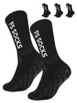 FS SOCKS Lot de 3 paires de chaussettes de football antidérapantes pour homme, femme et enfant - Taille 35-39 39-46 - Chaussettes de football antidérapantes pour football, basket-ball, randonnée,