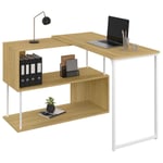 Idmarket - Bureau d'angle rotatif 180° detroit étagère forme s design industriel bois et métal blanc