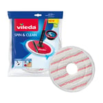 Vileda Recharge Spin&Clean, paquet de 1, 100% microfibre, Absorbe et dégraisse, Recharge officielle compatible avec le kit de nettoyage Spin & Clean de Vileda