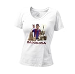 T-Shirt Femme Col V Barcelona Collage Ville Carte Postale Fc Barcelone