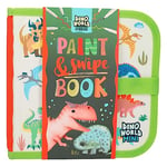 Depesche 12101 Dino World-Paint & Swipe Book, Livre de coloriage avec Pages effaçables, 6 feutres Inclus