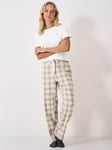 Crew Clothing Flannel Pyjamas, Oatmeal/White