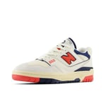 New Balance Homme 550 Sneaker, Blanc cassé, Bleu Marine et Rouge, 42.5 EU