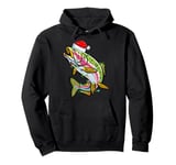 Xmas Lights Santa Hat Rainbow Trout Fish Christmas Pullover Hoodie