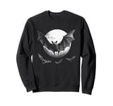 Gothic Bat Halloween Full Moon Horror Vampire Spooky Goth Sweatshirt