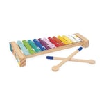 Janod Xylophone en Bois et Métal-Instrument de Musique Enfant-12 Touches et 2 Baguettes incluses-Jouet d'Imitation et d'Éveil Musical-Peinture à l'eau-Dès 18 Mois, J07663, Multicolore