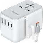 Adaptateur Prise Universelle Avec Câble Usb C Rétractable Pd 35 W, Adaptateur Voyage Universel Avec 4 Usb Et 1 Ac, Adaptateur Prise Usa Vers France Anglaise Japon Canada Thailande [MUL212739]