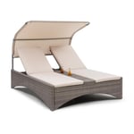 Eremitage Double Lounger Chaise longue pour 2 aluminium & rotin - taup