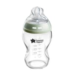 Biberons Tommee Tippee, Biberon en verre Anti-colique Natural Start, 250ml, tétine imitant la forme du sein pour prise en bouche naturelle, lot de 1