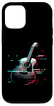 Coque pour iPhone 12/12 Pro Glitch Guitare acoustique – Amateur de musique de guitare vintage