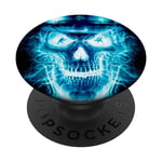 PopSockets Flaming Blue Skull - Fire Skull For Boys Men PopSockets PopGrip: Swappable Grip for Phones & Tablets