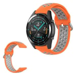 Samsung Galaxy Watch (46mm) / Gear S3 / Huawei Watch GT 2e / GT / GT 2 42mm / 46mm Kaksisävyinen silikoniranneke - oranssi / harmaa oranssi