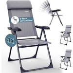 Casaria - Lot de chaises de jardin pliables réglables en 7 positions en aluminium avec dossier haut fonction couchage camping voyage 4er Set Grau (de)