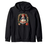 Raggedy Ann Christmas Wreath and Presents Zip Hoodie