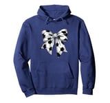 Cute Coquette Bow Soccer Ball Mom Life Game Day Soccer Lover Pullover Hoodie