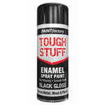 TOUGH STUFF ENAMEL BLACK GLOSS SPRAY PAINT FOR WOOD METAL 400ML