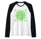 Ailanthus Leaves Pattern Design Cut Out Lime And Tea Raglan Baseball Tee