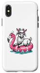 iPhone X/XS Funny Goat On Flamingo Floatie Summer Vibe Pool Party Case