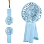 Wastou Handheld Fan, Portable USB Rechargeable Mini Fan, Silent Small Personal Hand Fan, Battery Operated Powerful 4 Speeds Quiet Table Desk Cooling Fan for Bedroom Office Travel (Light Blue)