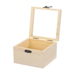 Unfinished Wooden Display Box,4.7"x4.7"x3.3" Storage Box with Glass Lid,Beige