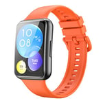 Miimall Bracelet en silicone compatible avec Huawei Watch Fit 2, bracelet de sport doux, respirant, ultra léger, étanche, durable, réglable pour Huawei Watch Fit 2-Orange