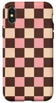 Coque pour iPhone X/XS Rose Pop Art Carreaux Marron Design Classique