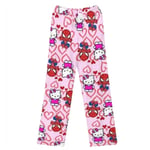 Dam Jultomte Cartoon Fleece Pyjamasbyxor, Flickor Katt Tryck Flanell Sovkläder Byxor Present (Helt Tryckt) KT Cat Pink L