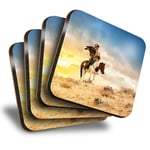 Set of 4 Square Coasters - Kazakh Golden Eagle Hunter Man  #13264