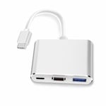 USB-C till HDMI-adapter (stödjer 4K/30Hz) - 3-i-1 Type-C-omvandlarkabel - för MacBook Pro 2017/2018, MacBook och andra USB 3.0 Type-C-enheter