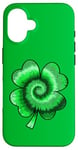 iPhone 16 Lucky Tie-Dye Four Leaf St Saint Patrick's Day Clover Case