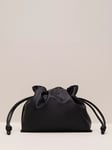 Phase Eight Leather Drawstring Pouch Bag, Black