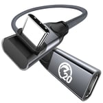 240W Câble D'Extension Usb C 0.3M, Câble Usb C Mâle Vers Usb C Femelle À 90 Degrés,Chargement Usb 3.2 20Gbps 4K Video Pd 3.1,Extension De Type C,Pour Psvr2/Usbc Hub/Macbook/Iphone15/Mag-Safe[X3747]