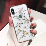 Iphone 7/8 Real Flower Case, Girls Floral Glitter Case Kirkas Pehmeä Kumi Puristetut Kuivatut Kukat Suoja Iphone 8/iphone 7-keltainen