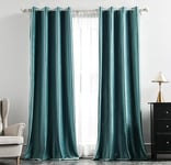 MIULEE Rideau Velours Vert d'eau Lot de 2, Super Doux Semi-occultant Rideaux à Oeillets, Rideau Thermique Velours pour Chambre Salon Décoration, Rideaux Hiver Chambre, 140X260 CM