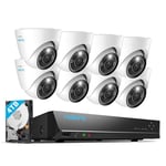 Reolink 12MP Kit Vidéo Surveillance Caméra IP PoE 8X 12MP, 16CH 4To NVR, Détection de Personne/Véhicule, Audio Bidirectionnel, avec Vision Nocturne en Couleur,RLK16-1200D8-A