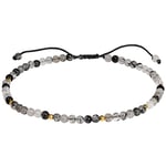 Jewboo Black Rutilated Quartz Anklet Bracelet for Women crystals and healing stones Essential Oil Diffuser Beach Foot Beaded Adjustable(8.5-10 Inches)