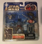 STAR WARS JANGO FETT DELUXE SAGA ACTION FIGURE + ELECTRONIC JETPACK + ARMOR NEW