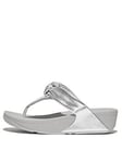 FitFlop Lulu Padded-knot Metallic-leather Toe-post Sandals - Silver, Silver, Size 7, Women