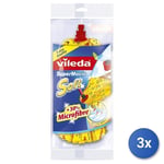 3x Vileda Supermop Souple Balais-Brosse Rouge, Jaune