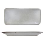 HOME DECO FACTORY - KA3878 - Coupelle Rectangle 10x22cm au Grès Temps Gris Art de la Table Service Saladier Coupelle Verre Grès Porcelaine Céramique