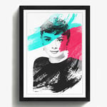 Arty Pie Framed Print Black A2 (24.5x18 Inch) Audrey Hepburn (5) V2, Wood, Multi-Colour, 60 x 42 x 2 cm