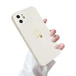 Newseego Coque Compatible avec iPhone 12, Motif Doré Love-Heart Design Doux Silicone Liquide iPhone 12 Coque de Protection Élégante Antichoc avec Lentille Tout Inclus pour iPhone 12