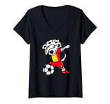 Womens Dabbing Dalmatian Belgium Soccer Fan Jersey Belgian Football V-Neck T-Shirt