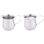 Small Stainless Stee Milk Cup, Handheld Coffee Creamer Milk Frothing Pitcher Jug Cup, for Making Cappuccino Frothing Milk Coffee Latte Decorating, Coffee Machine (60ml,2 pcs)