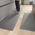 Color G Tapis Cuisine 44 x 120 + 44 x 240 cm, Antifatigue Tapis Cuisine Devant Evier Lavable Antiderapant, Cuir Tapis de Cuisine Résistant à l'huile, Imperméable pour Cuisine, Salon, Bureau (Gris)