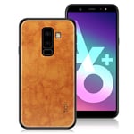 MOFI Samsung Galaxy A6 Plus (2018) mobilskal plast syntetläder silikon - Brun