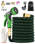 Trongle 150FT/45M Expandable Garden Hose Pipe, Upgraded No-Kink Garden Hose with 10 Function Spray Nozzle, 3/4", 1/2" & Universal Fitting, Flexible Garden Hose for Gardening Car Pet (Green)