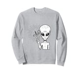 Funny and cute Grey Alien "No" V-Finger Gesture Sweatshirt